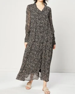 Best Esprit Robe maxi fluide imprimée noire