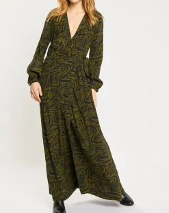 Scotch & Soda Robe Maxi Print Zèbre noir/vert