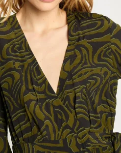 Scotch & Soda Robe Maxi Print Zèbre noir/vert