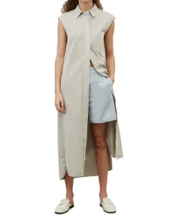 Femme Marc O'Polo Robe maxi sans manches Bouton gris clair