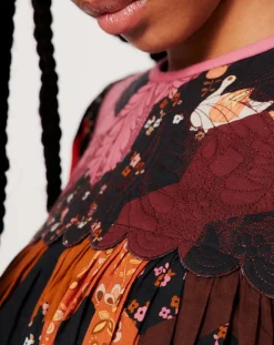 Femme Manoush Robe Médiéval Patchwork imprimée multicolore