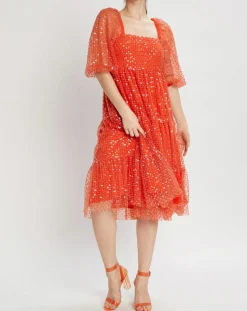 Femme Manoush Robe midi Baby Flower coquelicot