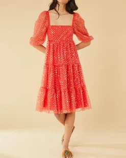 Femme Manoush Robe midi Baby Flower coquelicot