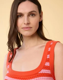 Femme Manoush Robe Midi Ecaille Arc-en-ciel bicolore rouge/rose