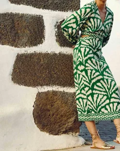 Outlet La Petite Etoile Robe Midi Royce éventail verte