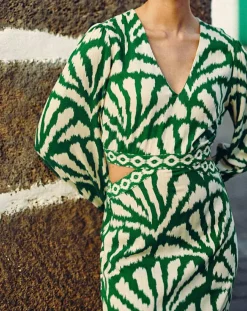 Outlet La Petite Etoile Robe Midi Royce éventail verte