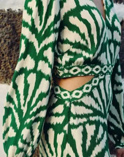 Outlet La Petite Etoile Robe Midi Royce éventail verte