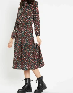 Femme Galeries Lafayette Robe mi-longue fluide Gautier imprimée noire