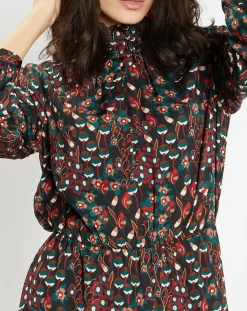 Femme Galeries Lafayette Robe mi-longue fluide Gautier imprimée noire