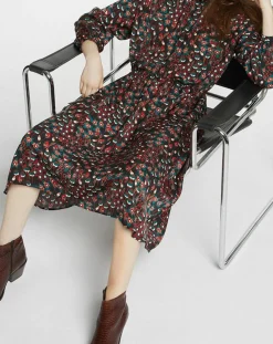 Femme Galeries Lafayette Robe mi-longue fluide Gautier imprimée noire