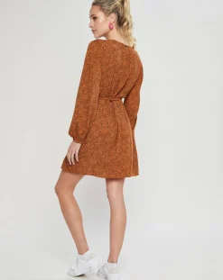 Femme Billabong Robe Mini Spring Romance à imprimé léopard marron