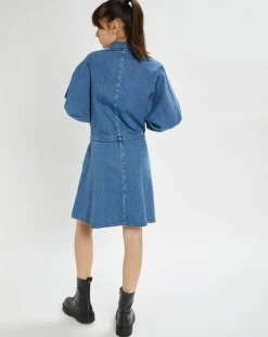 Femme Stella Forest Robe Nora en denim bleue