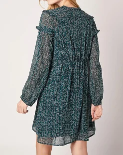 Femme An'ge Robe Odette imprimée vert sapin