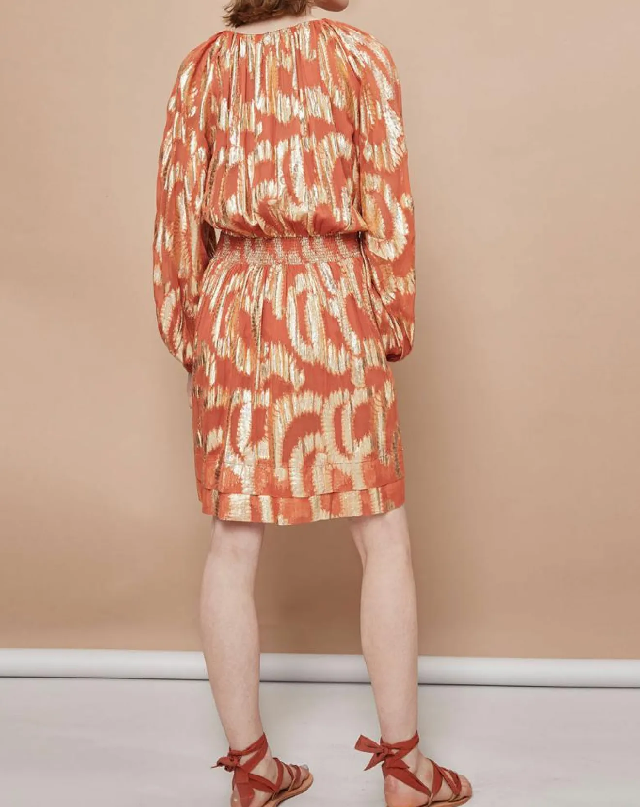 Sale Mare di Latte Robe Oleria courte patineuse imprimée orange