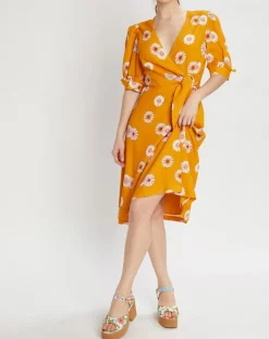 Sale Manoush Robe Paquerette imprimée jaune moutarde