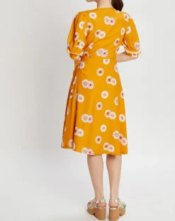 Sale Manoush Robe Paquerette imprimée jaune moutarde