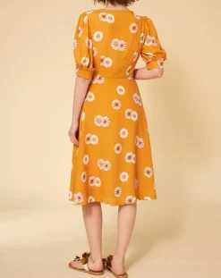 Sale Manoush Robe Paquerette imprimée jaune moutarde