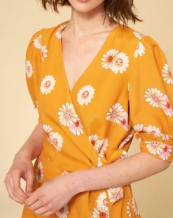 Sale Manoush Robe Paquerette imprimée jaune moutarde