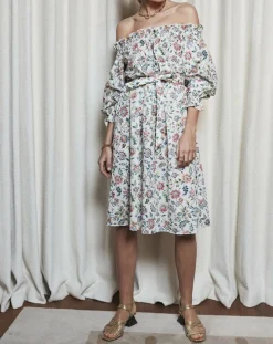 Femme Maison Père Robe épaules dénudées imprimé liberty multicolore