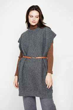 Femme C&Jo Robe poncho col rond loup