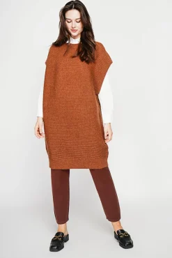Femme C&Jo Robe poncho col rond marron