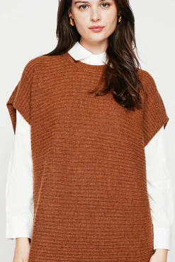 Femme C&Jo Robe poncho col rond marron