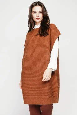 Femme C&Jo Robe poncho col rond marron