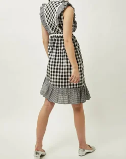 Femme Manoush Robe Prairie volantée à carreaux noir/blanc