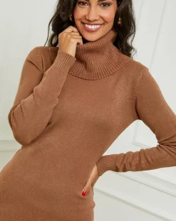 Femme Soft Cashmere Robe pull en Cachemire mélangé Stéphanie café
