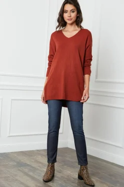 Femme Fleur de cachemire Robe Pull Laurence Rouille