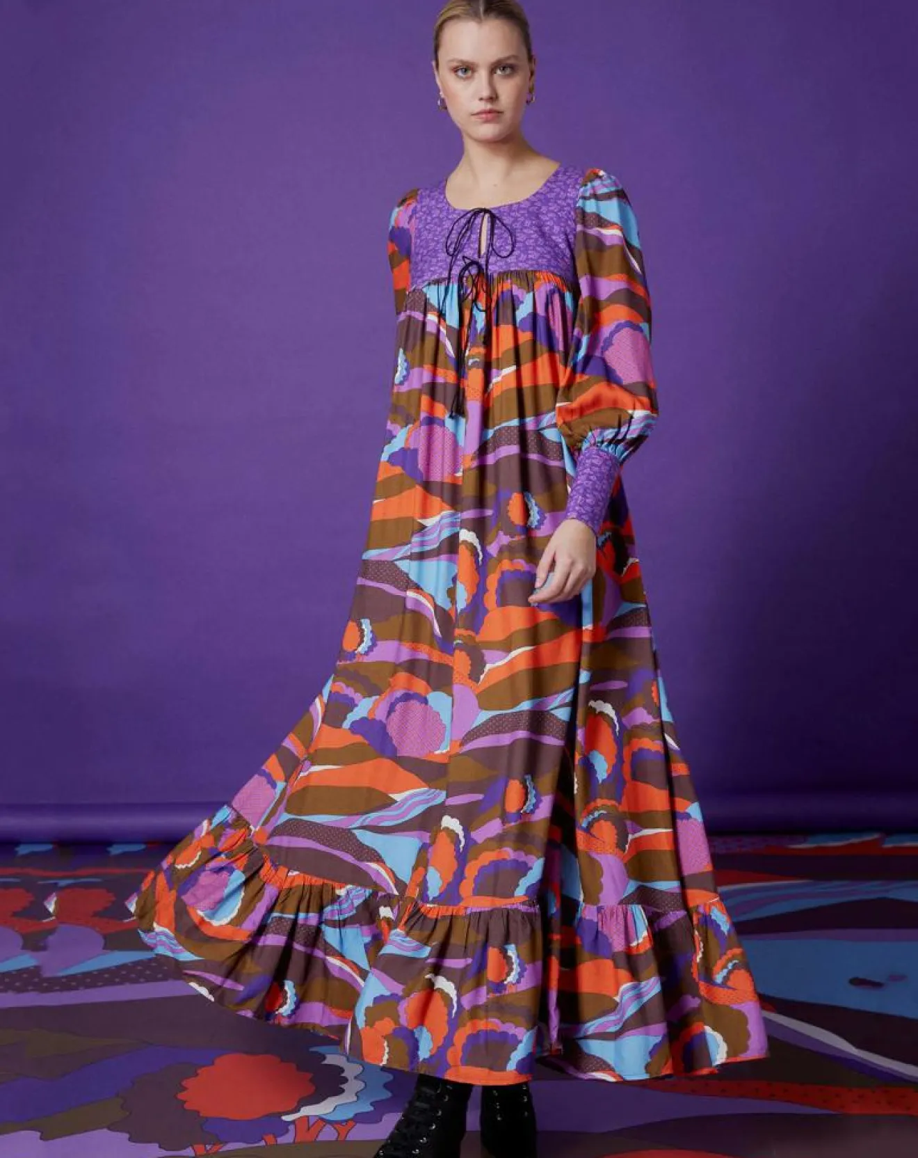 Best Manoush Robe Purple Country print lila