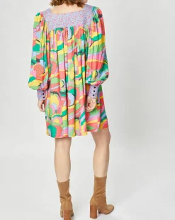 New Manoush Robe Purple Country print bleu gris