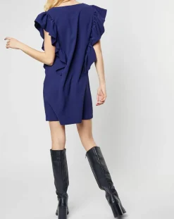 Femme Karl Marc John Robe Rayan à volants bleu marine