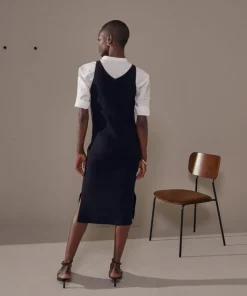 Femme Rodier Robe Raymonde col V côtelée noir