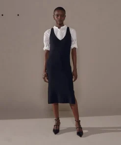 Femme Rodier Robe Raymonde col V côtelée noir