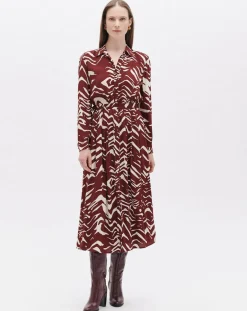 Best Caroll Robe Rlilie imprimée bordeaux