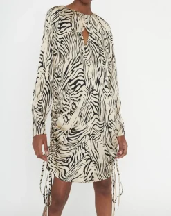 Clearance Zapa Robe Robert imprimée zèbre noir/beige