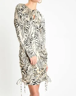 Clearance Zapa Robe Robert imprimée zèbre noir/beige