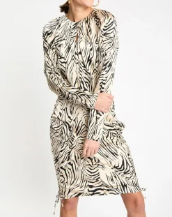 Clearance Zapa Robe Robert imprimée zèbre noir/beige