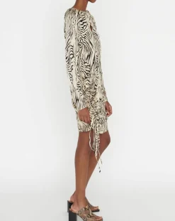 Clearance Zapa Robe Robert imprimée zèbre noir/beige