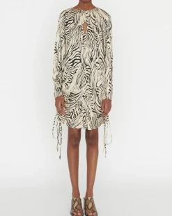 Clearance Zapa Robe Robert imprimée zèbre noir/beige