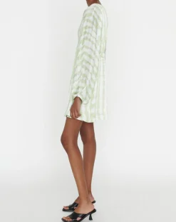 Sale Zapa Robe Rokhya imprimée vert päle