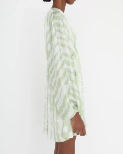 Sale Zapa Robe Rokhya imprimée vert päle