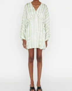 Sale Zapa Robe Rokhya imprimée vert päle