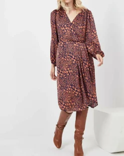 Femme See u Soon Robe Rose imprimée brique/bleu marine