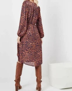 Femme See u Soon Robe Rose imprimée brique/bleu marine