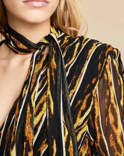 Sale Belair Robe Royaume imprimée noir/jaune