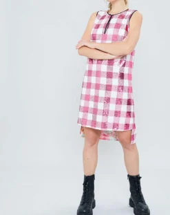 New Manoush Robe Saint-Tropez en sequins rose/blanc