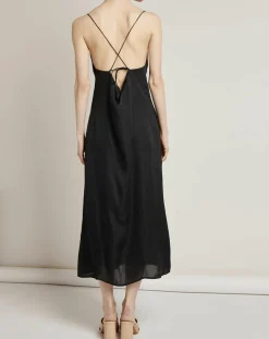 Femme See u Soon Robe satinée Jade noire