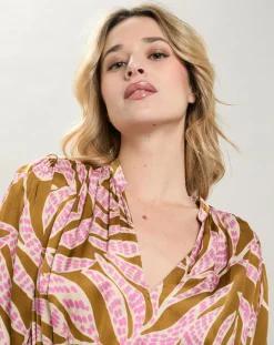 Discount Hartford Robe satinée Rissa tabac/rose